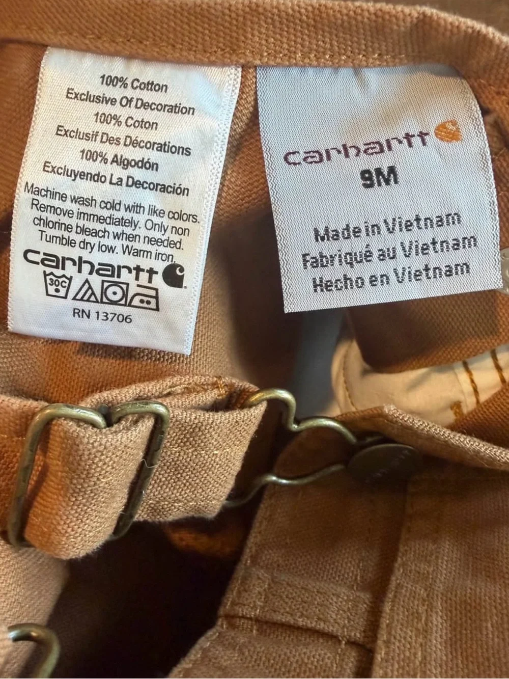 Carhartt Kids Tan Canvas Utility Overalls